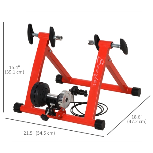 Soozier Bike Trainer Indoor Magnetic Exercise Fitness Bicycle Stand 5 Level Resistance w/ Quick Release Skewer, Red