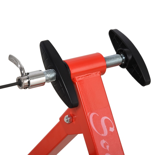 Soozier Bike Trainer Magnetic Bicycle Stand Indoor Exerciser w/ Quick Release Skewer, 5 Levels Resistance, Red