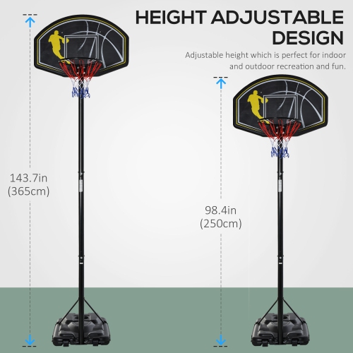 Soozier 6.5'-10' Adjustable Portable Basketball Hoop System Stand Outdoor for Kids Youth Adult