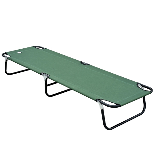 Image 1 of 9.. Outsunny Folding Camping Cot for Adults Portable Outdoor Sleeping Bed for Office Beach Home, Green
