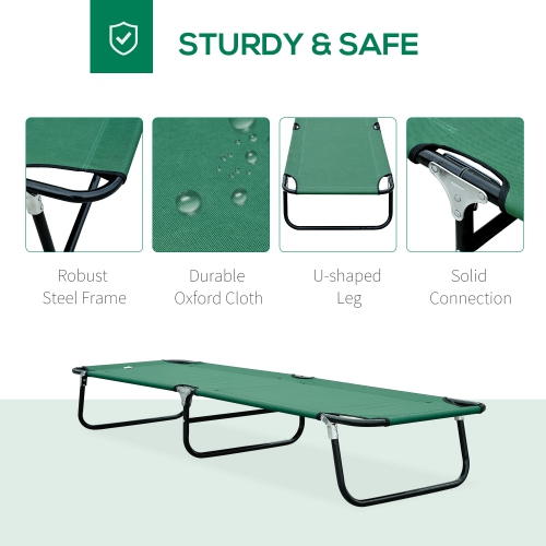 Outsunny Folding Camping Cot for Adults Portable Outdoor Sleeping Bed for Office Beach Home, Green