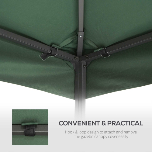Outsunny 9.84' x 9.84' Square 2-Tier Gazebo Canopy Replacement Top Cover Outdoor Garden Sun Shade, Green