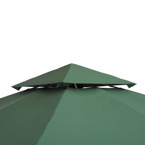 Outsunny 9.84' x 9.84' Square 2-Tier Gazebo Canopy Replacement Top Cover Outdoor Garden Sun Shade, Green