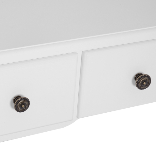 HOMCOM Vanity Desk with Stool, Makeup Vanity with 360° Rotating Oval Mirror, 5 Drawers and Padded Seat, Dressing Table for Bedroom, White