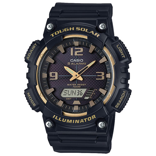 Casio 52mm Men's Analog/Digital Combo Solar Powered Sport Watch with Chronograph Black/Gold