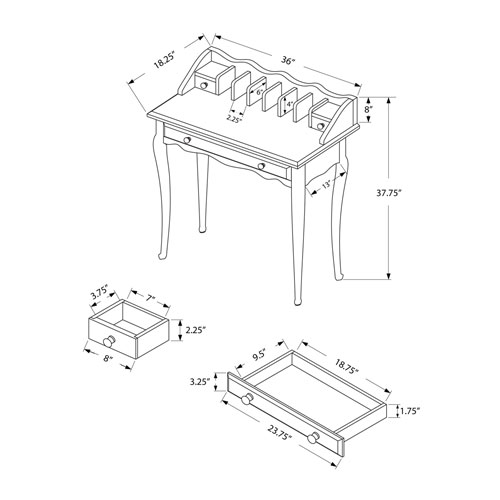 Traditional Writing Desk - Dark Cherry
