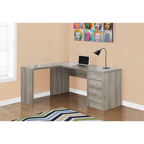 Contemporary Corner Desk Dark Taupe Best Buy Canada