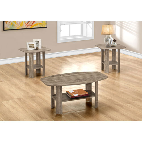Contemporary 3-Piece Table Set - Dark Taupe