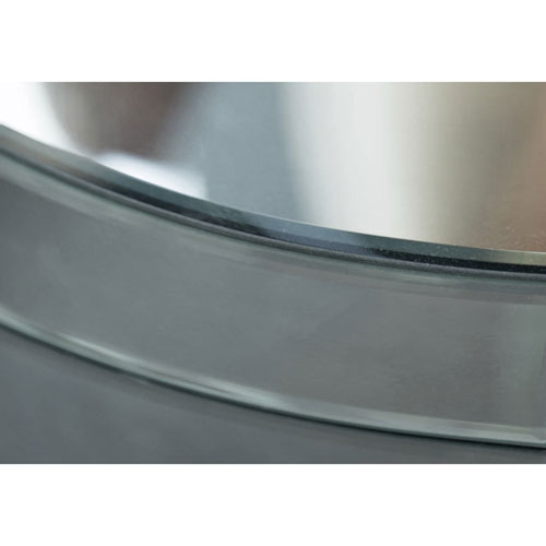 Contemporary Round End Table With Mirror Finish - Brushed Silver