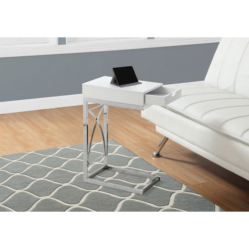 Contemporary Rectangular Accent Table - Glossy White