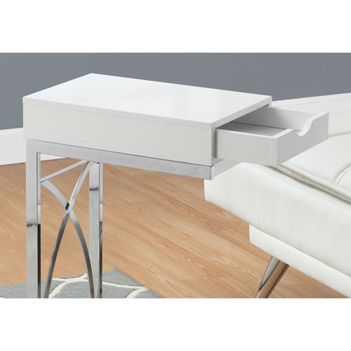 Contemporary Rectangular Accent Table - Glossy White