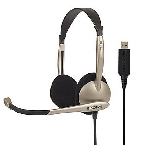 Koss Headset CS100-USB Stéréo sur l'oreille avec Boom micro Gold / Black 8ft Cord