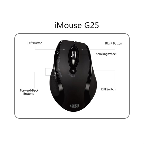 Adesso G25 iMouse G25 Wireless Ergonomic Laser Mouse