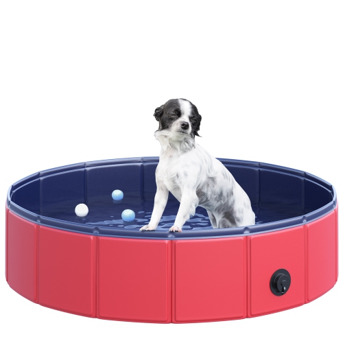 PawHut – piscine pour chiens pliante portative pour enfants, baignoire pour chiots d’extérieur/d’intérieur avec base antidérapante pour chiens et