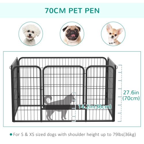 PawHut Dog Playpen, 31.5"W Heavy-Duty Metal Puppy Play Pen, Pet Exercise Fences for Outside and Indoor, DIY Design with Door for Small Dogs, 4