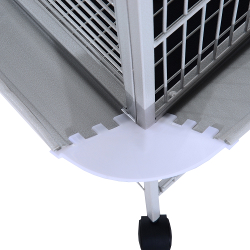 PawHut 64 Inch Bird Cage Parrot Parakeet House for Cockatiel with Stand, Pull Out Tray, Play Top, Storage Shelf, Wood Perch, Food Container, Silver