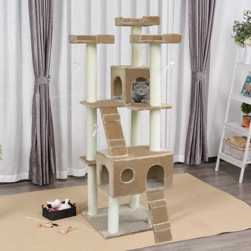 PawHut Cat Tree for Large Cats Adult, 70.5" Cat Tower, Multilevel Cat Furniture Activity Center with Cat Scratching Posts, Cat Condo, Ramps, Dangling