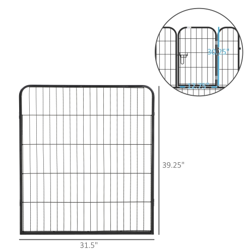 PawHut Dog Playpen, 31.5"W Heavy-Duty Metal Puppy Play Pen, Foldable Pet Exercise Fences for Outdoor and Indoor, DIY Design with Door for Multiple