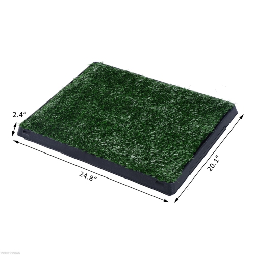 PawHut Dog Grass Pad with Tray, Artificial Grass for Dogs, Doggy Bathroom Toilet Potty Tray Indoor Outdoor Puppy Potty Training