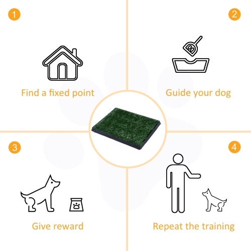 PawHut Dog Grass Pad with Tray, Artificial Grass for Dogs, Doggy Bathroom Toilet Potty Tray Indoor Outdoor Puppy Potty Training
