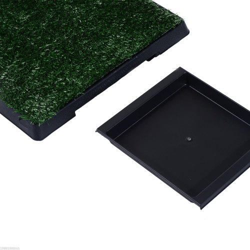 PawHut Dog Grass Pad with Tray, Artificial Grass for Dogs, Doggy Bathroom Toilet Potty Tray Indoor Outdoor Puppy Potty Training