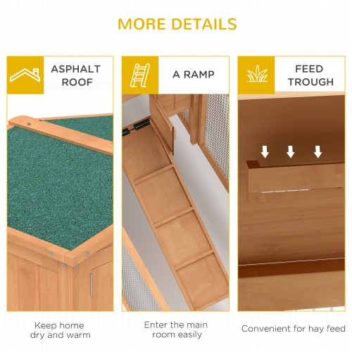 PawHut Wooden Rabbit Hutch Cage Bunny House Chicken Coop Habitats with Run