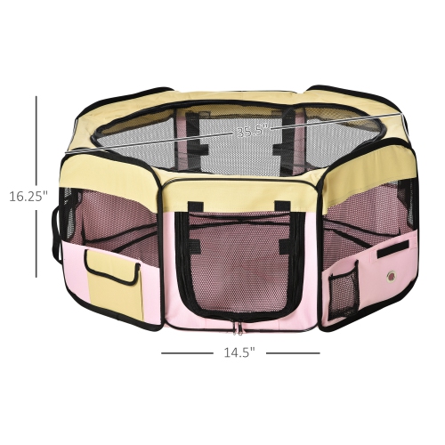 PawHut Fabric Pet Dog Cat Puppy Playpen, Rabbit Guinea Pig Play Pen Portable Foldable, Hexagon, S