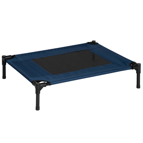 PawHut Elevated Pet Bed Dog Cat Cot Cozy Beds Camping Comfortable, Blue and Black