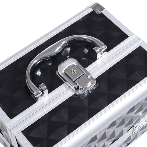 HOMCOM 3 Tier Makeup Case with Mirror Black