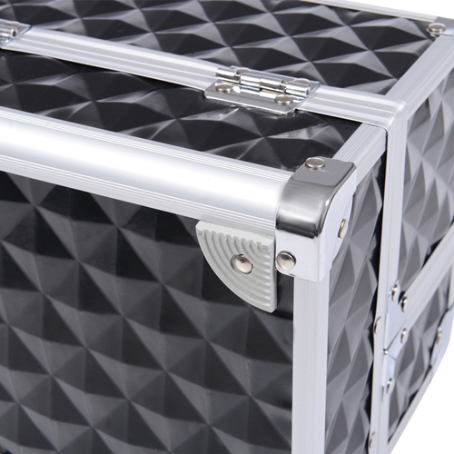 HOMCOM 3 Tier Makeup Case with Mirror Black