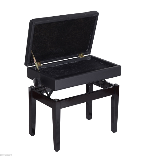 Banc de piano à hauteur réglable de HOMCOM avec rembourrage en cuir PU épais et souple, banc pour clavier avec rangement suffisant pour la musique,