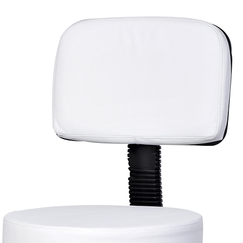 HOMCOM Adjustable Rolling Stool with Back, PU Leather Round Swivel Drafting Stool with Wheels for Kitchen, Salon Spa, Bar, Home Office, Massage, White