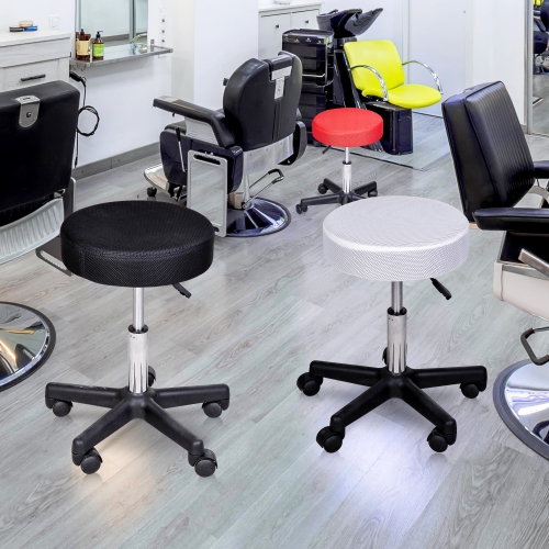 HOMCOM Adjustable Hydraulic Swivel Massage Salon Stool Facial Spa Tattoo Saddle Chair with 3 Changeable Seat Covers, Red/White/Black