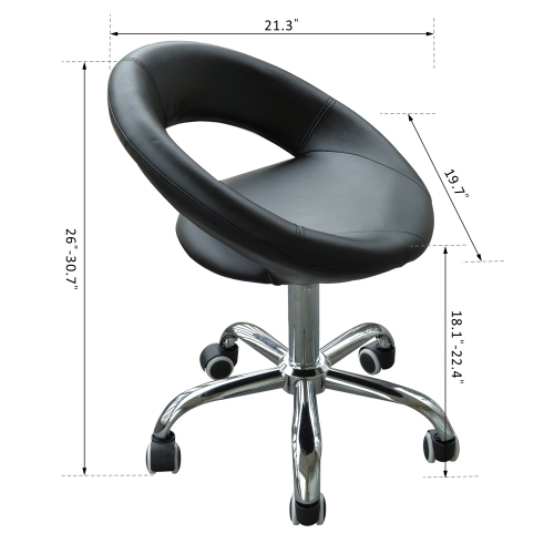 HOMCOM Modern Hydraulic Moon Salon Stool Rolling Swivel Chair Massage Spa Tattoo Pub Bar Stool, Black and Chrome