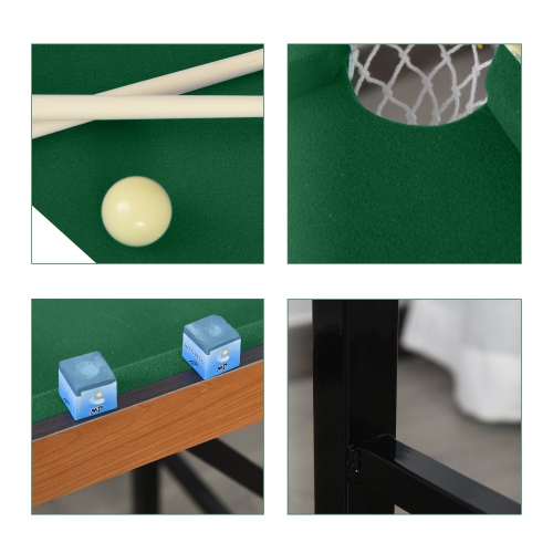 Soozier 55" Portable Mini Billiard Table Free Standing Foldable with All Accessories Home Pool Game Table Includes Cues, Ball, Chalk, Rack, Green