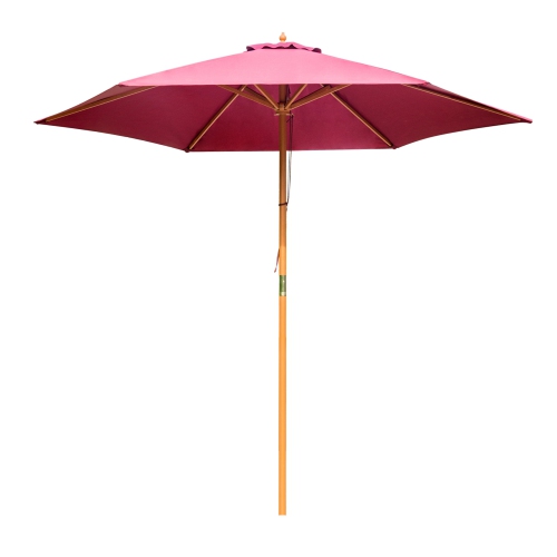 Outsunny φ9' x 8' H Patio Umbrella, Market Umbrella with Hardwood Frame and Wind Vent, Outdoor Beach Parasol, Wine Red