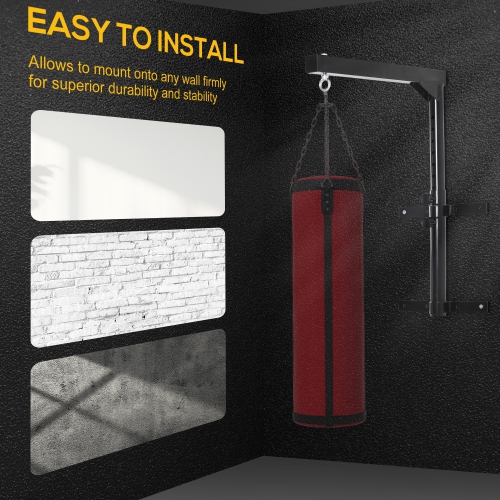 Soozier 220lbs Wall Mounted Punching Bag Hanger, Adjustable Height Punching Bag Holder for Boxing and MMA Training