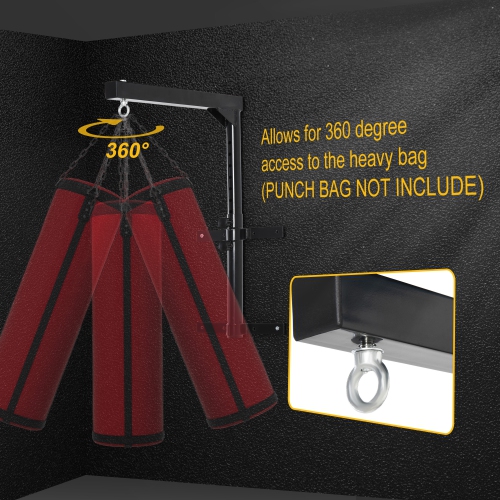 Soozier 220lbs Wall Mounted Punching Bag Hanger, Adjustable Height Punching Bag Holder for Boxing and MMA Training