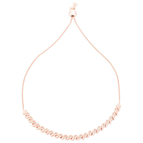 Modern Rose Sterling Silver with 0.011ctw White Diamond Bolo Bracelet