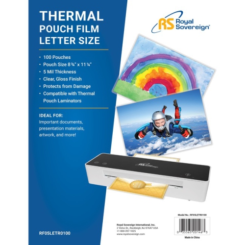 Royal Sovereign Letter Size 5mil Thermal Laminating Pouches - 100 pk