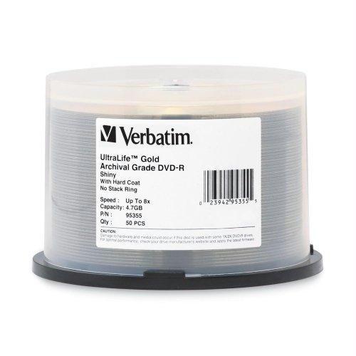 Verbatim DVD-R 4.7GB 16X UltraLife Gold Archival Grade with Branded Surface and Hard Coat - 50pk Spindle