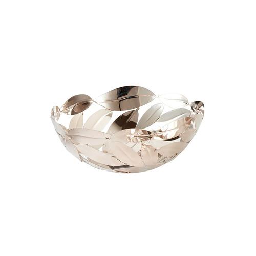 Elegance Round Leaves basket 11"W x 4.5"H Stainless Steel Home Décor and Gift