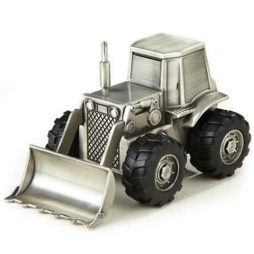 Elegance Pewter Plated Bulldozer Bank, 3.25"H, 5.25"L, 3.25"W