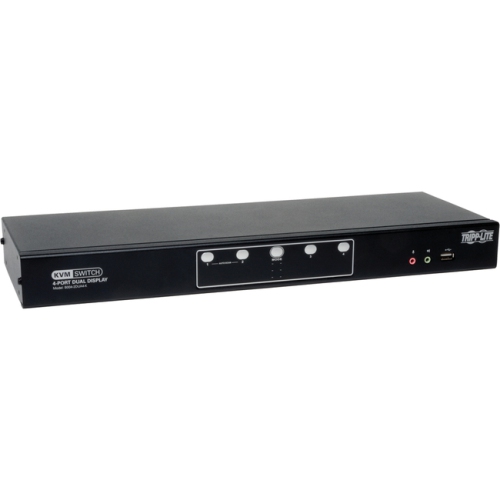 Tripp Lite 4-Port Dual Monitor DVI KVM Switch with Audio and USB 2.0 Hub, Cables included