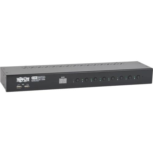 Tripp Lite 8-Port 1U Rackmount DVI / USB KVM Switch with Audio and 2-Port USB Hub
