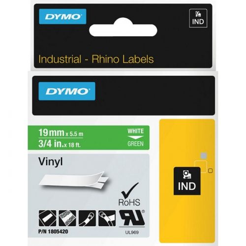 Dymo White on Green Color Coded Label