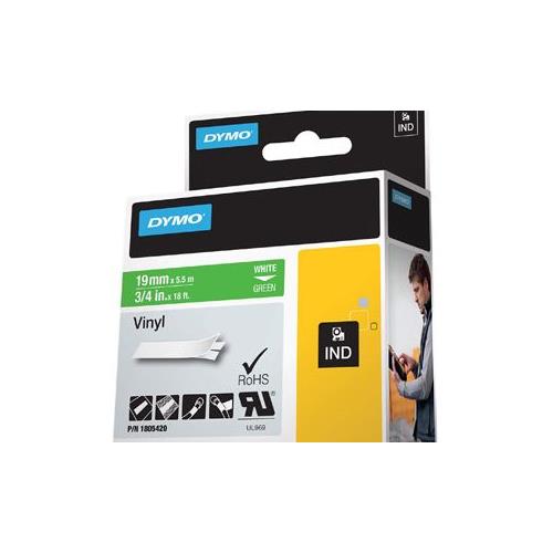 Dymo White on Green Color Coded Label