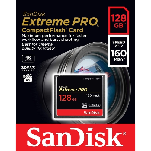 SanDisk Extreme PRO 128GB CompactFlash Memory Card UDMA 7 Speed Up to 160MB/s- SDCFXPS-128G-X46