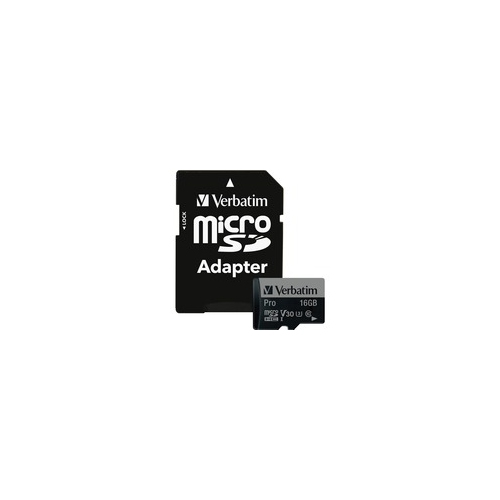 Verbatim 16GB Pro 600X microSDHC Memory Card with Adapter, UHS-I V30 U3 Class 10 47040