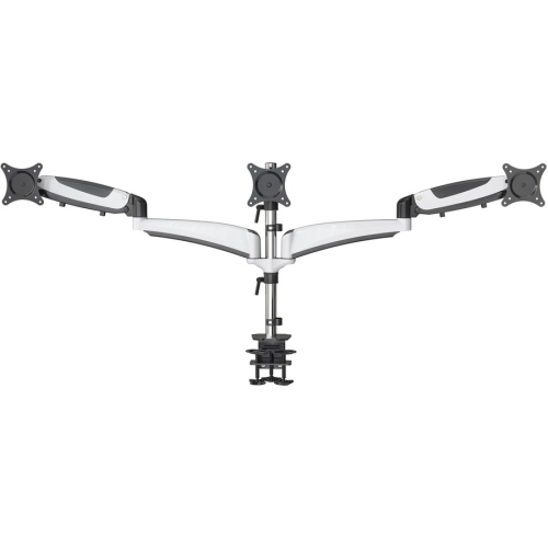 Amer Mounts Gas Spring Loaded Articulating Triple Arm Mount For 15"-28" LED LCD Monitors - Clamp and Grommet Base - HYDRA3
